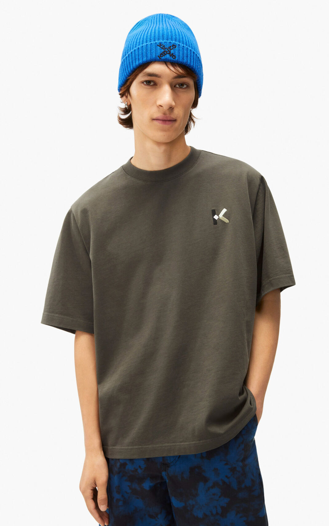 T Shirt Kenzo Homme K Logo Grise Grise UQDLX-2941